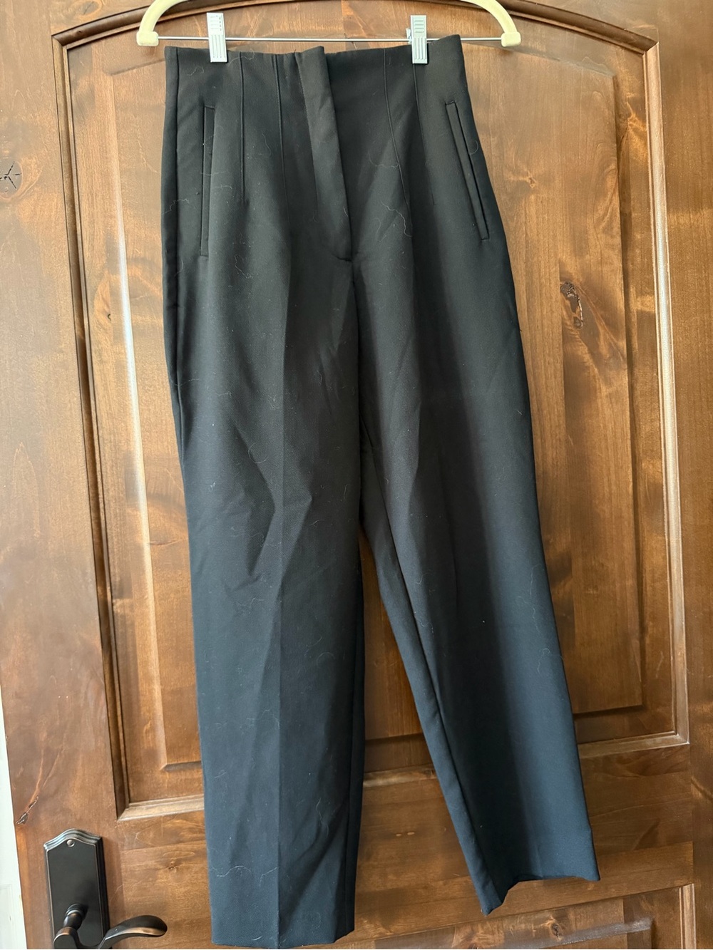 Zara Black High-Waist Straight Trousers size S. Very classy drape & style